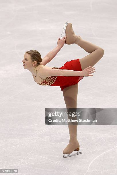 Rachael Flatt of the United States competes in the Ladies Free Skating on day 14 of the 2010 Vancouver Winter Olympics at Pacific Coliseum on...