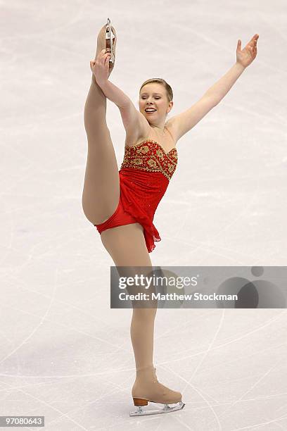 Rachael Flatt of the United States competes in the Ladies Free Skating on day 14 of the 2010 Vancouver Winter Olympics at Pacific Coliseum on...