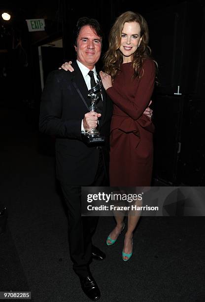 Winner of the Distinguished Collaborator Award director Rob Marshall with actress Nicole Kidman backstage during the 12th Annual Costume Designers...