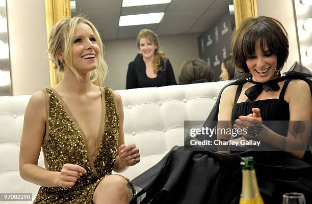 Actress Kirsten Bell, Costume Designers Guild Awards Executive Producer JL Pomeroy, and actress Posey Parker backstage during the 12th Annual Costume...