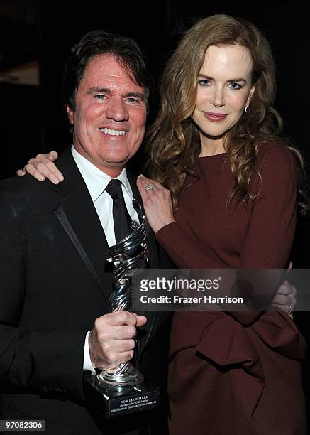 Winner of the Distinguished Collaborator Award director Rob Marshall with actress Nicole Kidman backstage during the 12th Annual Costume Designers...