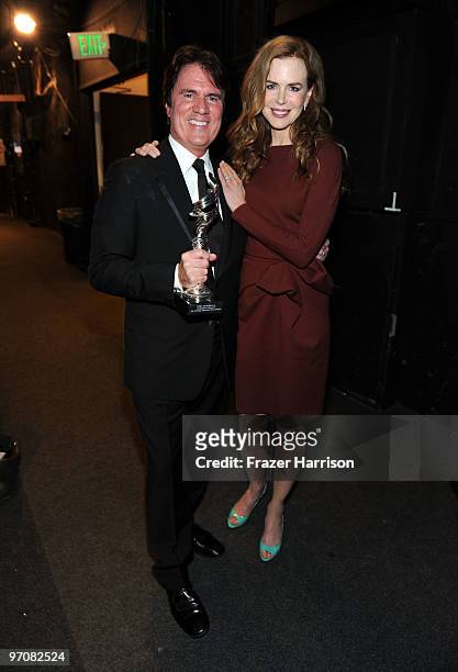 Winner of the Distinguished Collaborator Award director Rob Marshall with actress Nicole Kidman backstage during the 12th Annual Costume Designers...