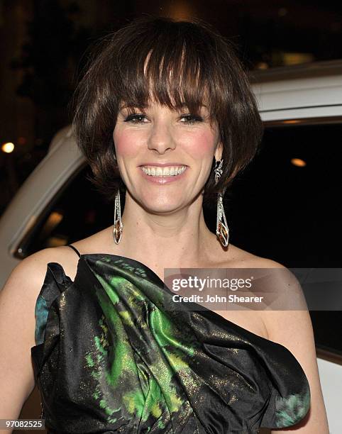 Actress Parker Posey arrives in an Audi to the 12th Annual Costume Designers Guild Awards at The Beverly Hilton hotel on February 25, 2010 in Beverly...