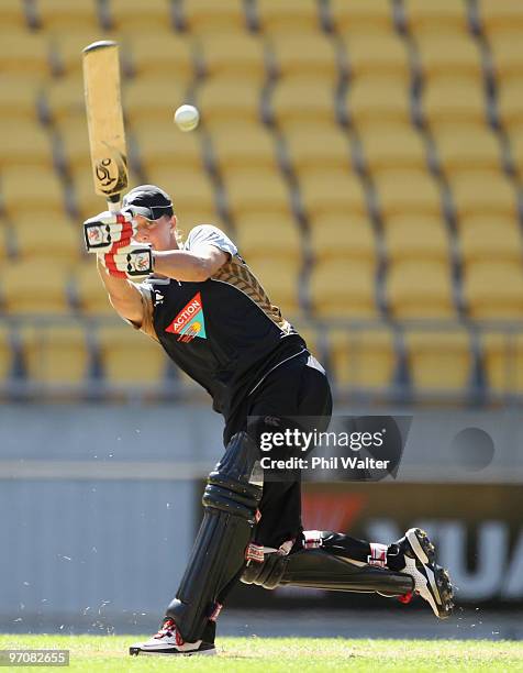 Sophie Devine of New Zealand bats during the first women's Twenty20 international match between the New Zealand White Ferns and the Australian...