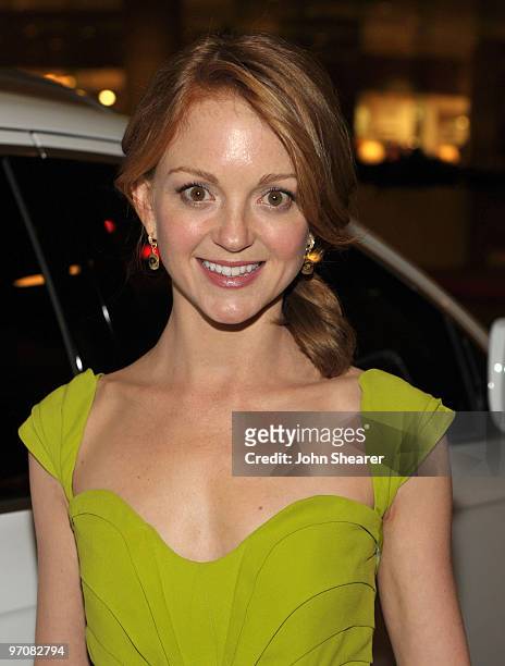 Actress Jayma Mays arrives in an Audi to the 12th Annual Costume Designers Guild Awards at The Beverly Hilton hotel on February 25, 2010 in Beverly...
