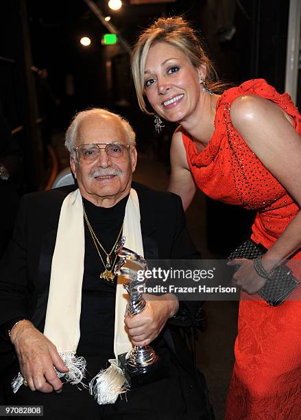 Winner of the Career Achievement in Television Award Michael Travis and Nadja Swarovski of Swarovski backstage during the 12th Annual Costume...