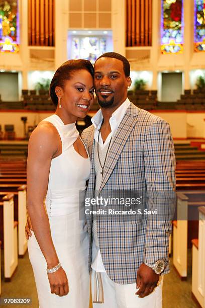 Sanya Richards and Aaron Ross attend their wedding rehearsal night on February 25, 2010 in Austin, Texas.