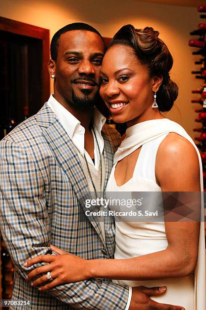 Aaron Ross and Sanya Richards attend their wedding rehearsal night on February 25, 2010 in Austin, Texas.