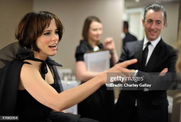 Actress Parker Posey and Actor Alan Cumming backstage during the 12th Annual Costume Designers Guild Awards with Presenting Sponsor Swarovski at The...