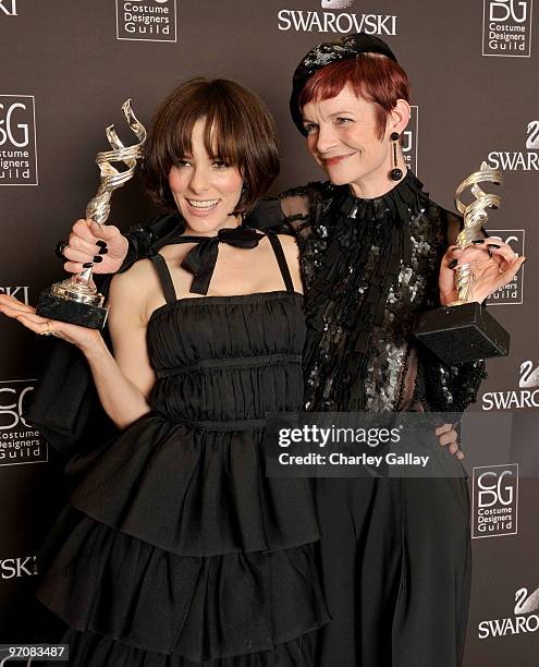 Winner of the Lacoste Career Achievement in Film award costume designer Sandy Powell and actress Parker Posey backstage at the 12th Annual Costume...