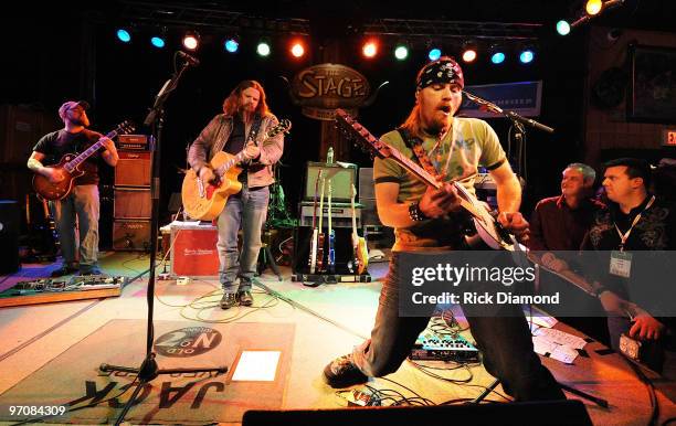 Singer/Songwriter, Jamey Johnson and his Band perform in a secret show during the 2010 Country Radio Seminar at The Stage on February 25, 2010 in...
