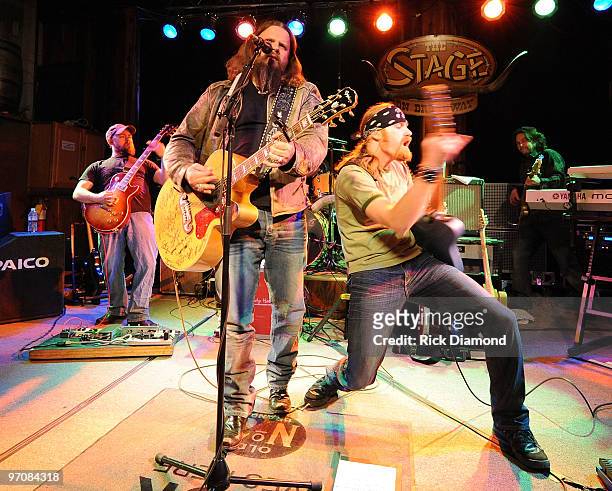 Singer/Songwriter, Jamey Johnson and his Band perform in a secret show during the 2010 Country Radio Seminar at The Stage on February 25, 2010 in...