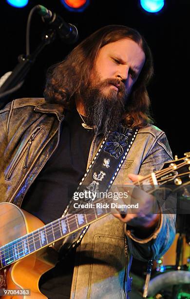 Singer/Songwriter, Jamey Johnson performs in a secret show during the 2010 Country Radio Seminar at The Stage on February 25, 2010 in Nashville,...