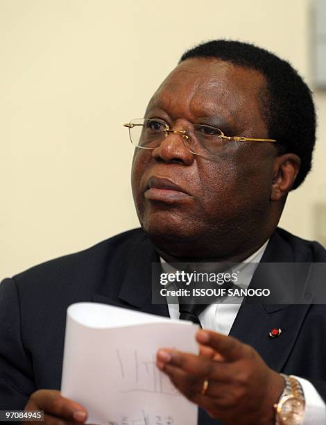 Former Ivorian Foreign Minister Youssouf Bakayoko speaks late on February 25, 2010 at the headquarters of the Independent Electoral Commission in...