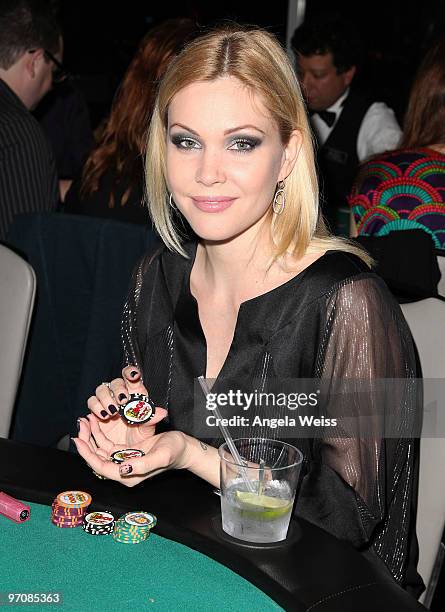 Actress Shanna Moakler participates in the 'Get Lucky for Lupus' celebrity charity poker tournament at Andaz West Hollywood on February 25, 2010 in...