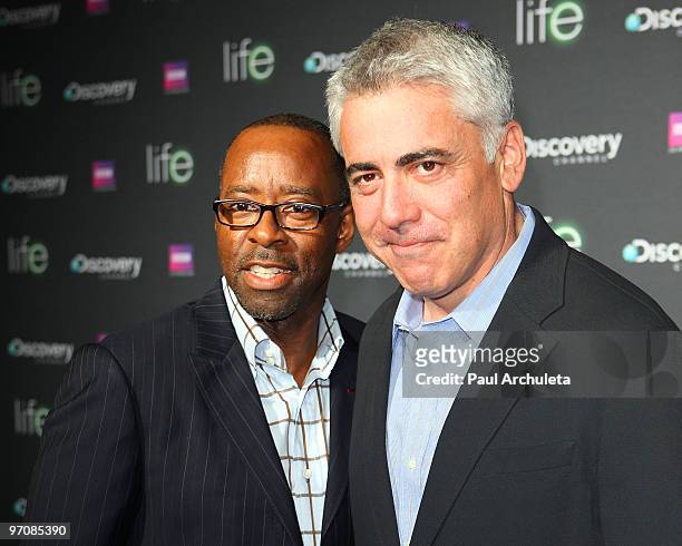 Actors Courtney B. Vance and Adam Arkin arrive at the Discovery Channel's premiere of "LIFE" at the Getty Center on February 25, 2010 in Los Angeles,...