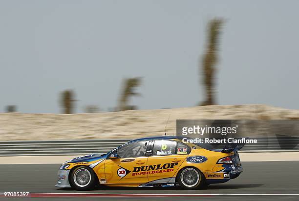 Steven Richards drives the Ford Performance Racing Ford during qualifying for round two of the V8 Supercar Championship Series at Bahrain...