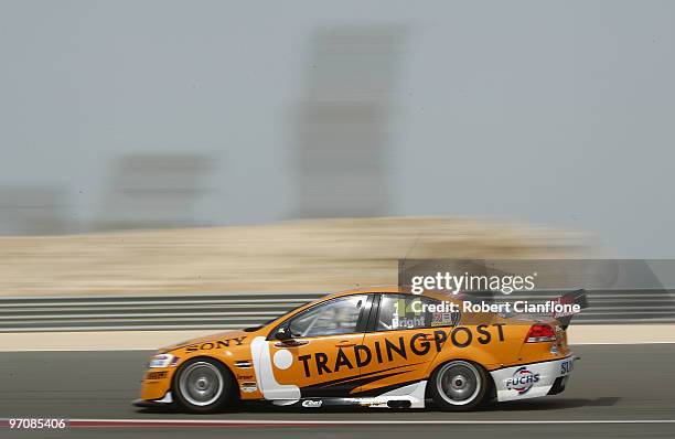 Jason Bright drives the Trading Post Racing Holden during qualifying for round two of the V8 Supercar Championship Series at Bahrain International...