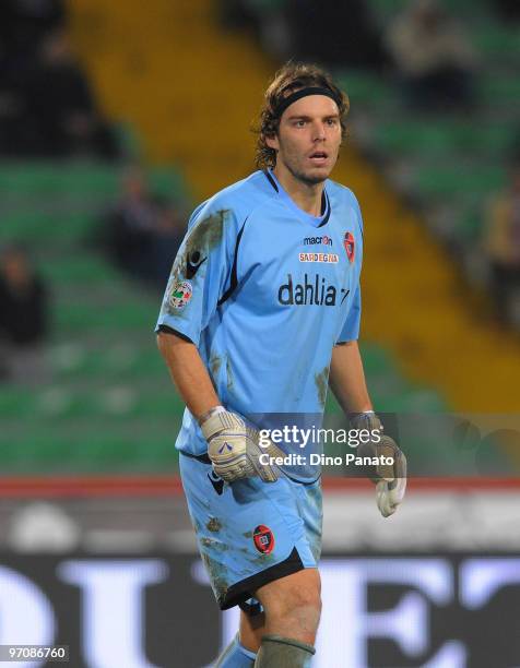 Goalkeeper of Cagliari Federico Marchetti looks on during the Serie A match between Udinese Calcio and Cagliari Calcio at Stadio Friuli on February...