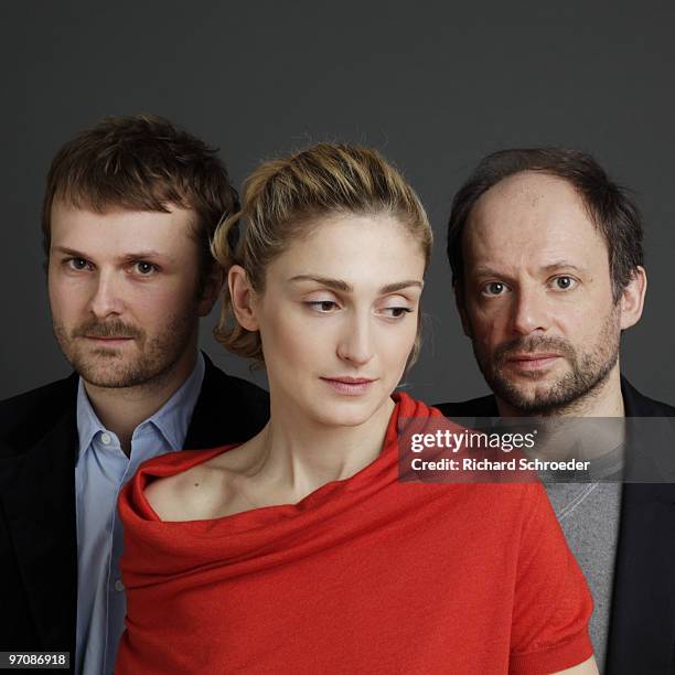 Actor Julie Gayet, Denis Podalydes and director Xabi Molia pose at a portrait session in Paris on January 20, 2010. .