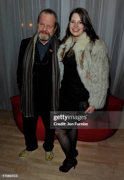 Director Terry Gilliam and guest attends the Tim Burton's 'Alice In Wonderland' afterparty at the Sanderson Hotel on February 25, 2010 in London,...