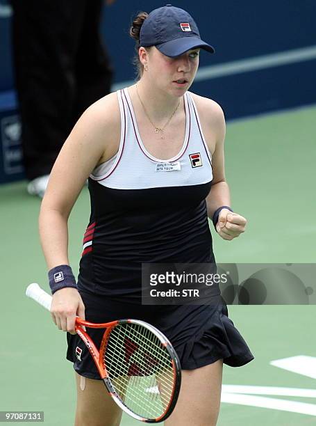 Alisa Kleybanova of Russia reacts during her game against Anastasia Rodionova of Australia at their quater final match of the WTA Malaysian Open 2010...