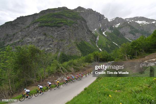 Michal Kwiatkowski of Poland / Gianni Moscon of Italy / Dylan Van Baarle of The Netherlands / Geraint Thomas of Great Britain Yellow Leader Jersey /...