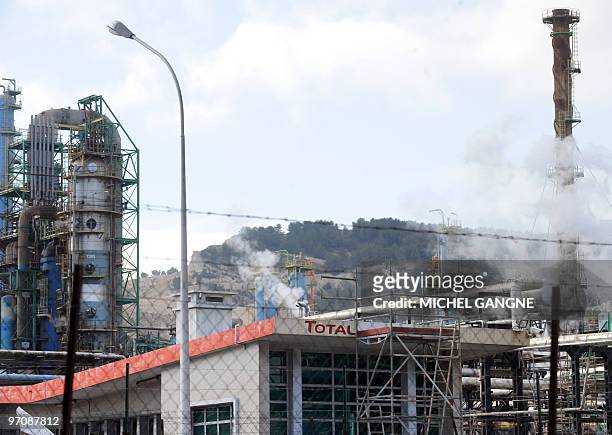 Partial view taken on February 23, 2010 of French oil giant Total's refinery of Mede, southeastern France, where workers voted today the renewal of a...