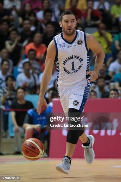 Adam Gibson of Australia in action during the 2018 Sino-Australian Men's Internationl Basketball Challenge match between the Chinese National Team...