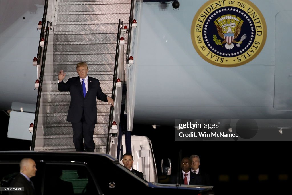 U.S. President Donald Trump Arrives In Singapore Ahead Of The U.S.-DPRK Summit