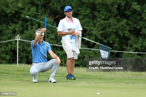 Raphael Jacquelin of France lines up a putt on the 12th green during day four of The 2018 Shot Clock Masters at Diamond Country Club on June 10, 2018...