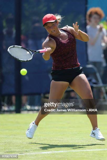 Tara Moore of Great Britian during Day 2 of the Nature Valley open at Nottingham Tennis Centre on June 10, 2018 in Nottingham, England.