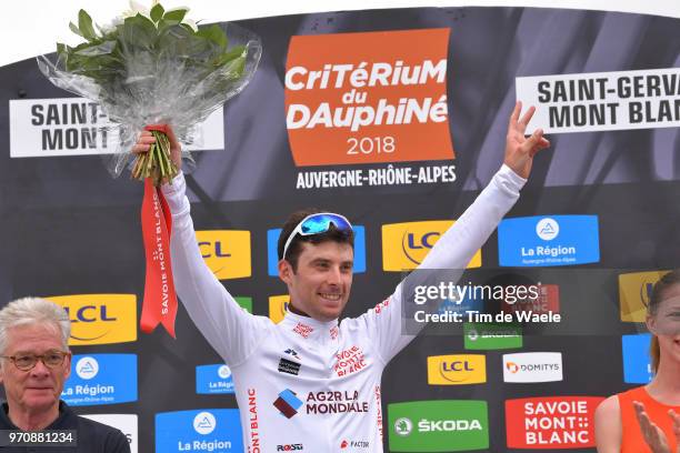 Podium / Pierre Latour of France and Team AG2R La Mondiale White Best Young Jersey / Celebration / during the 70th Criterium du Dauphine 2018, Stage...