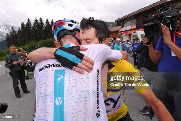 Arrival / Geraint Thomas of Great Britain and Team Sky Yellow Leader Jersey / Celebration / Tao Geoghegan Hart of Great Britain and Team Sky / during...