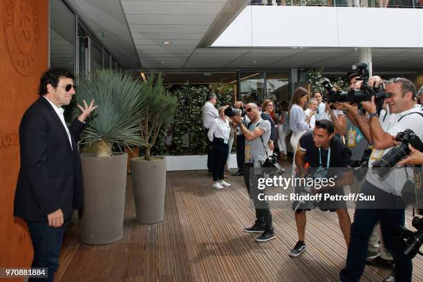 Singer Patrick Bruel attends the Men Final of the 2018 French Open - Day Fithteen at Roland Garros on June 10, 2018 in Paris, France.