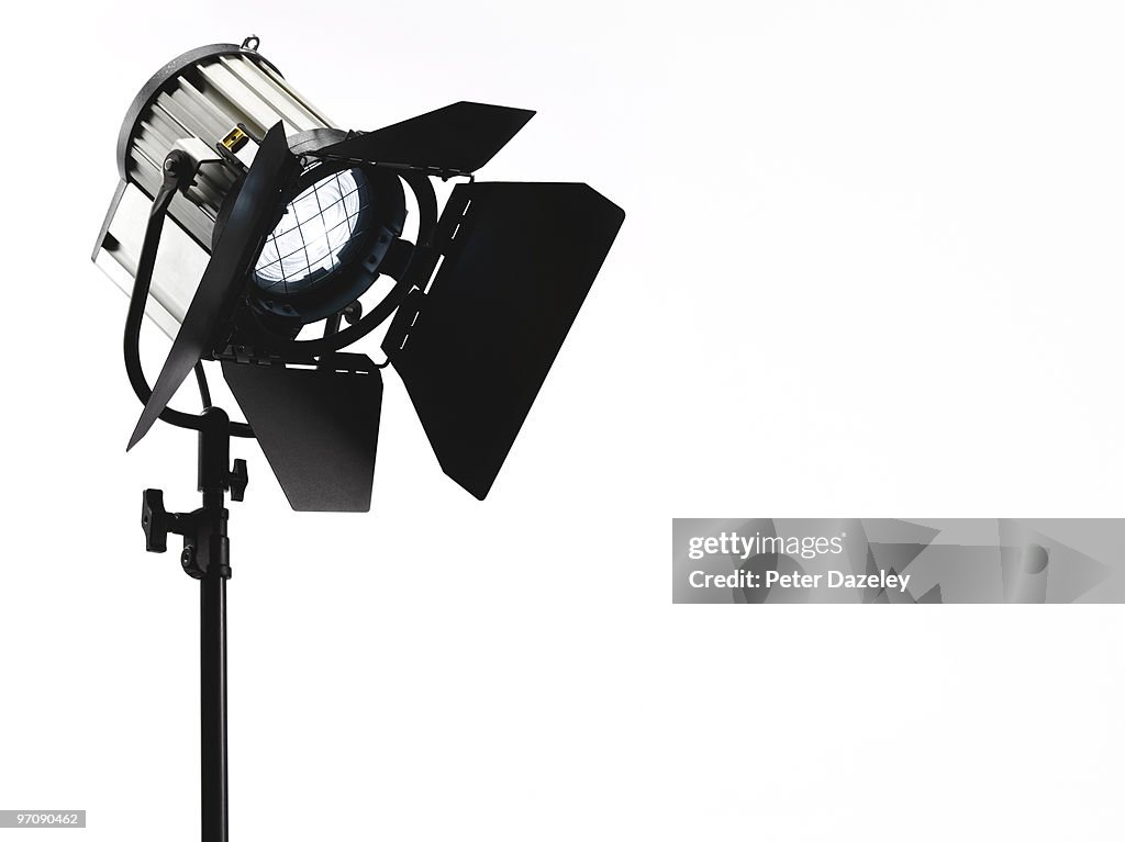 Photographic film TV spotlight pointing downwards