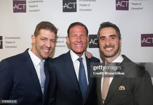 Artistic Director/Director Daniel C. Levine, Connecticut Senator Richard Blumenthal and ACT Resident Music Supervisor Bryan Perri pose at the Opening...