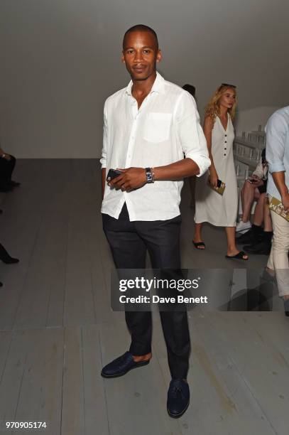 Eric Underwood attends the Christopher Raeburn show during London Fashion Week Men's June 2018 at the BFC Show Space on June 10, 2018 in London,...