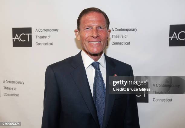 Connecticut Senator Richard Blumenthal poses at the Opening Night Gala for"Mamma Mia!" at ACT of Connecticut on June 9, 2018 in Ridgefield,...