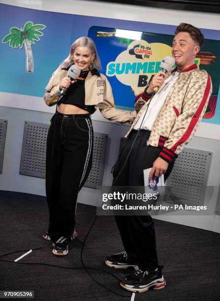 Anne-Marie and Roman Kemp in the on air studio during Capital's Summertime Ball with Vodafone at Wembley Stadium, London. PRESS ASSOCIATION Photo....