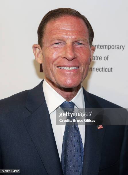 Connecticut Senator Richard Blumenthal poses at the Opening Night Gala for"Mamma Mia!" at ACT of Connecticut on June 9, 2018 in Ridgefield,...