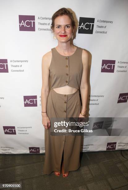 Emily Simoness poses at the Opening Night Gala for"Mamma Mia!" at ACT of Connecticut on June 9, 2018 in Ridgefield, Connecticut.