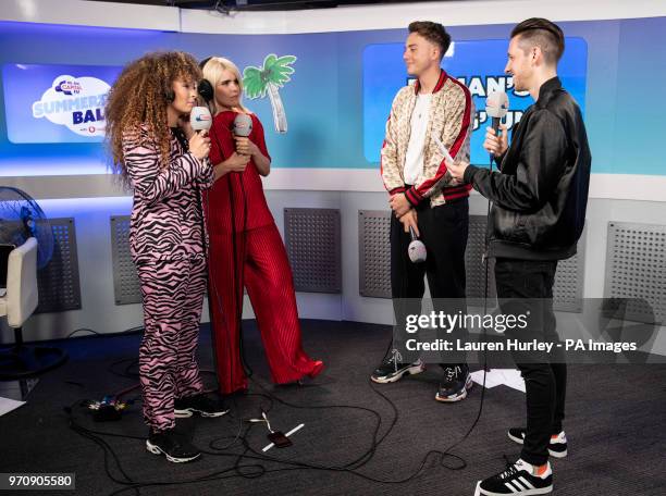 Ella Eyre, Paloma Faith, Roman Kemp and Sigala in the on air studio during Capital's Summertime Ball with Vodafone at Wembley Stadium, London. PRESS...