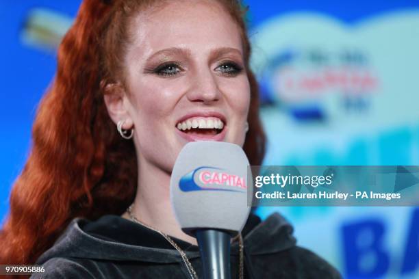 Jess Glynne in the on air studio during Capital's Summertime Ball with Vodafone at Wembley Stadium, London. PRESS ASSOCIATION Photo. This summer's...