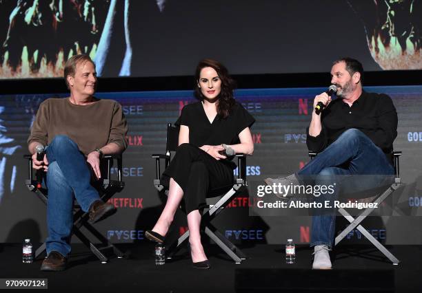 Actors Jeff Pullman, Michelle Dockery and Creator/writer Scott Frank attend #NETFLIXFYSEE For Your Consideration Event For "Godless" at Netflix FYSEE...