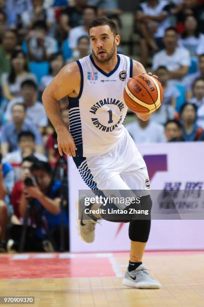 Adam Gibson of Australian in action during the 2018 Sino-Australian Men's Internationl Basketball Challenge match between the Chinese National Team...