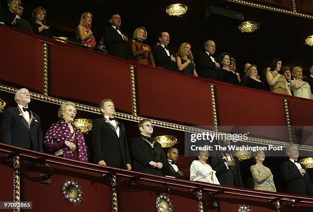 Neg#: 162299 Photog:Preston Keres/TWP Kennedy Center, Washington, D.C. President Bush, far right, and first lady Laura Bush, second right, stand with...