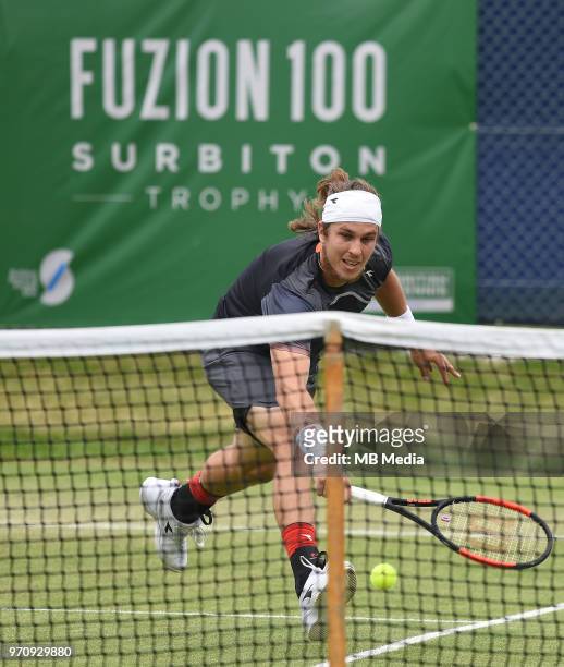 Lukas Lacko on Day Six of the Fuzion 100 Surbiton Trophy at the Surbiton Racket & Fitness Club on June 7 , 2018 in Surbiton,England