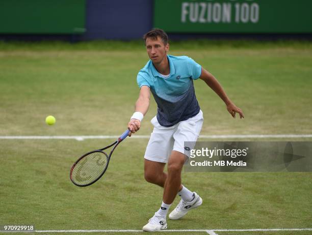 Sergiy Stakhovsky on Day Six of the Fuzion 100 Surbiton Trophy at the Surbiton Racket & Fitness Club on June 7 , 2018 in Surbiton,England
