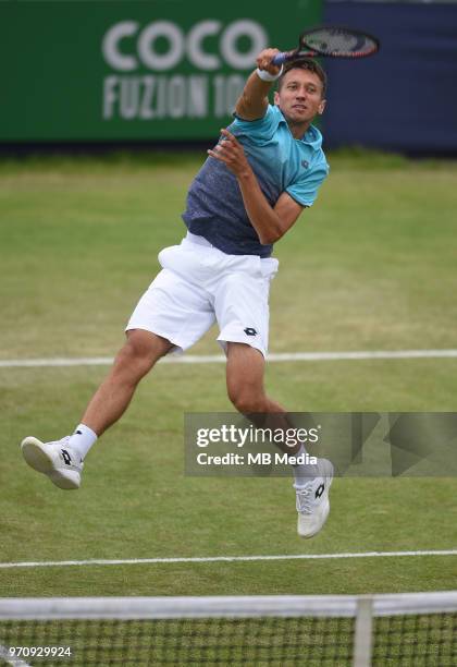 Sergiy Stakhovsky on Day Six of the Fuzion 100 Surbiton Trophy at the Surbiton Racket & Fitness Club on June 7 , 2018 in Surbiton,England